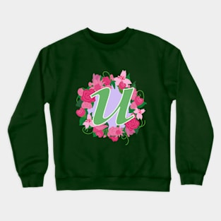 Monogram U, Personalized Floral Initial Crewneck Sweatshirt